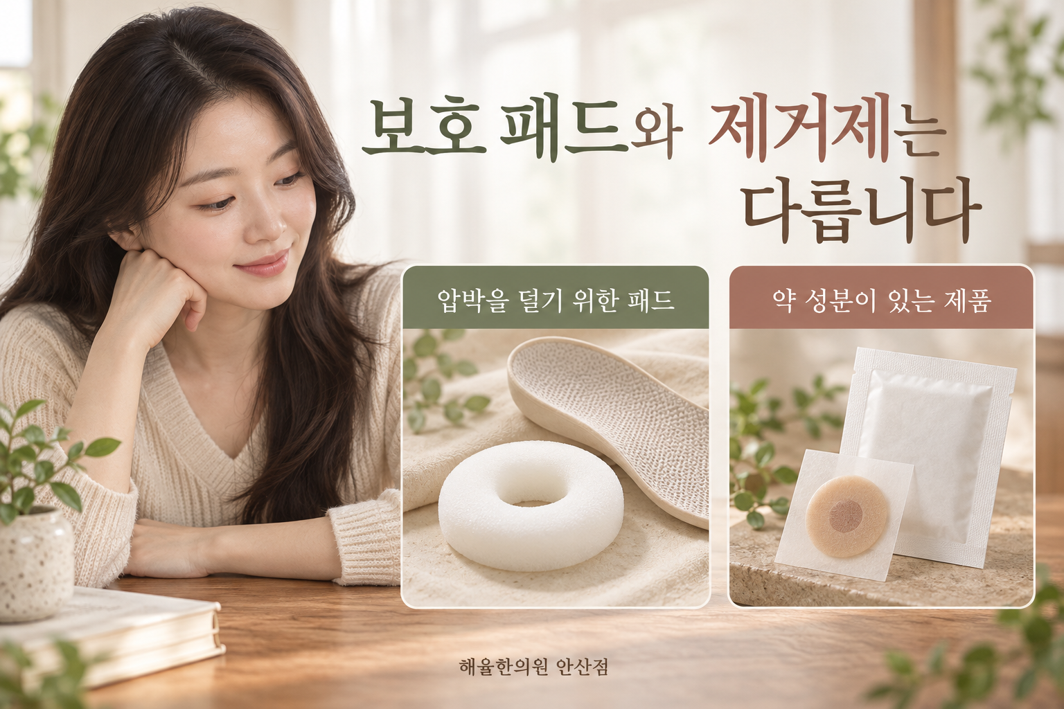 압박 완화용 보호 패드와 약 성분이 있는 제품의 차이