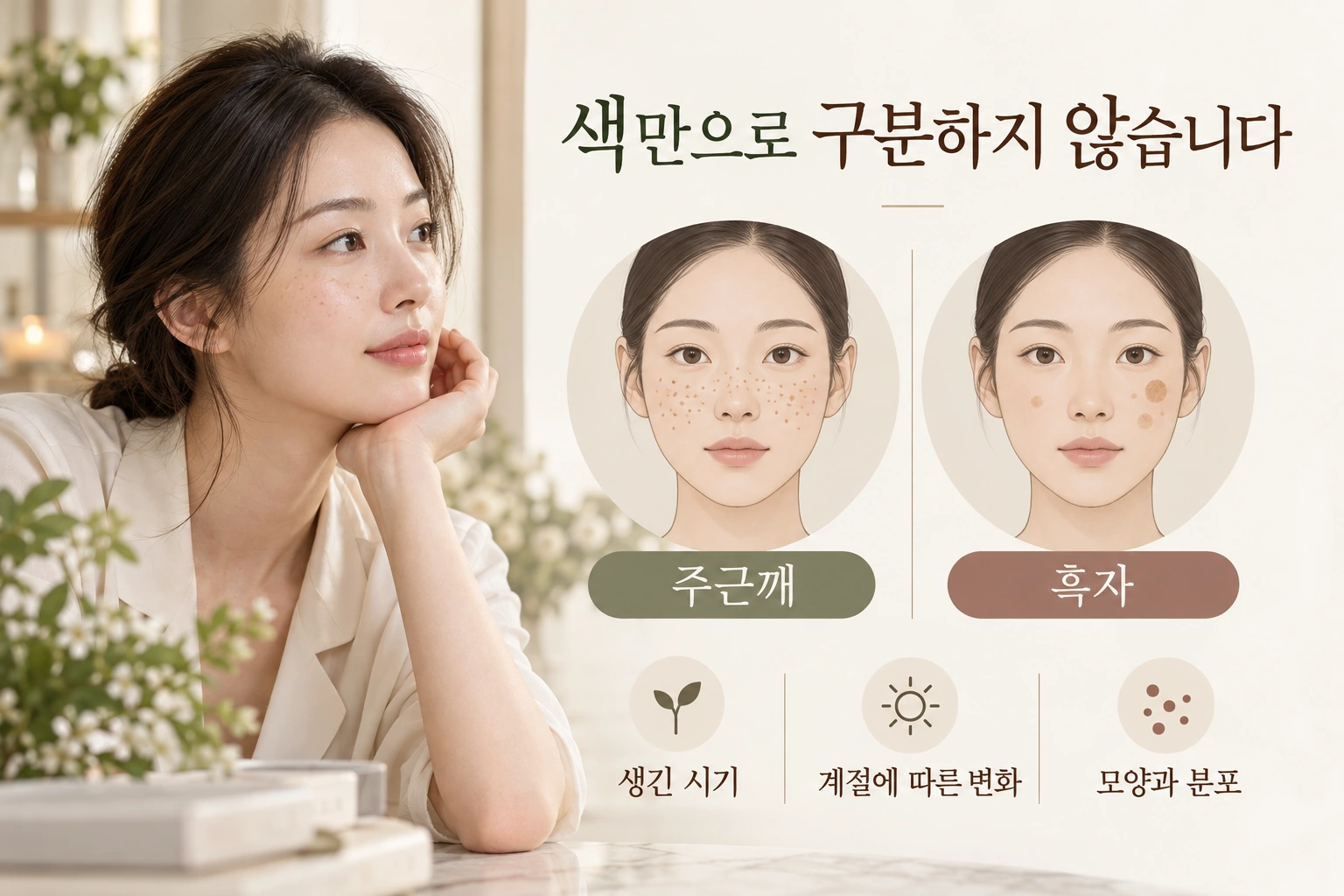 주근깨와 흑자를 생긴 시기와 계절 변화 및 분포로 살펴보는 비교 자료