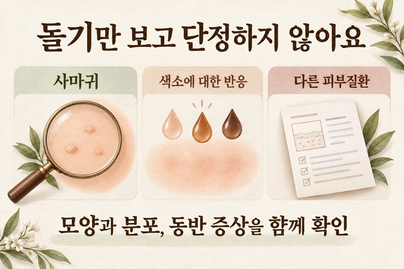 사마귀·색소 반응·다른 피부질환을 구분해 확인한다는 안내