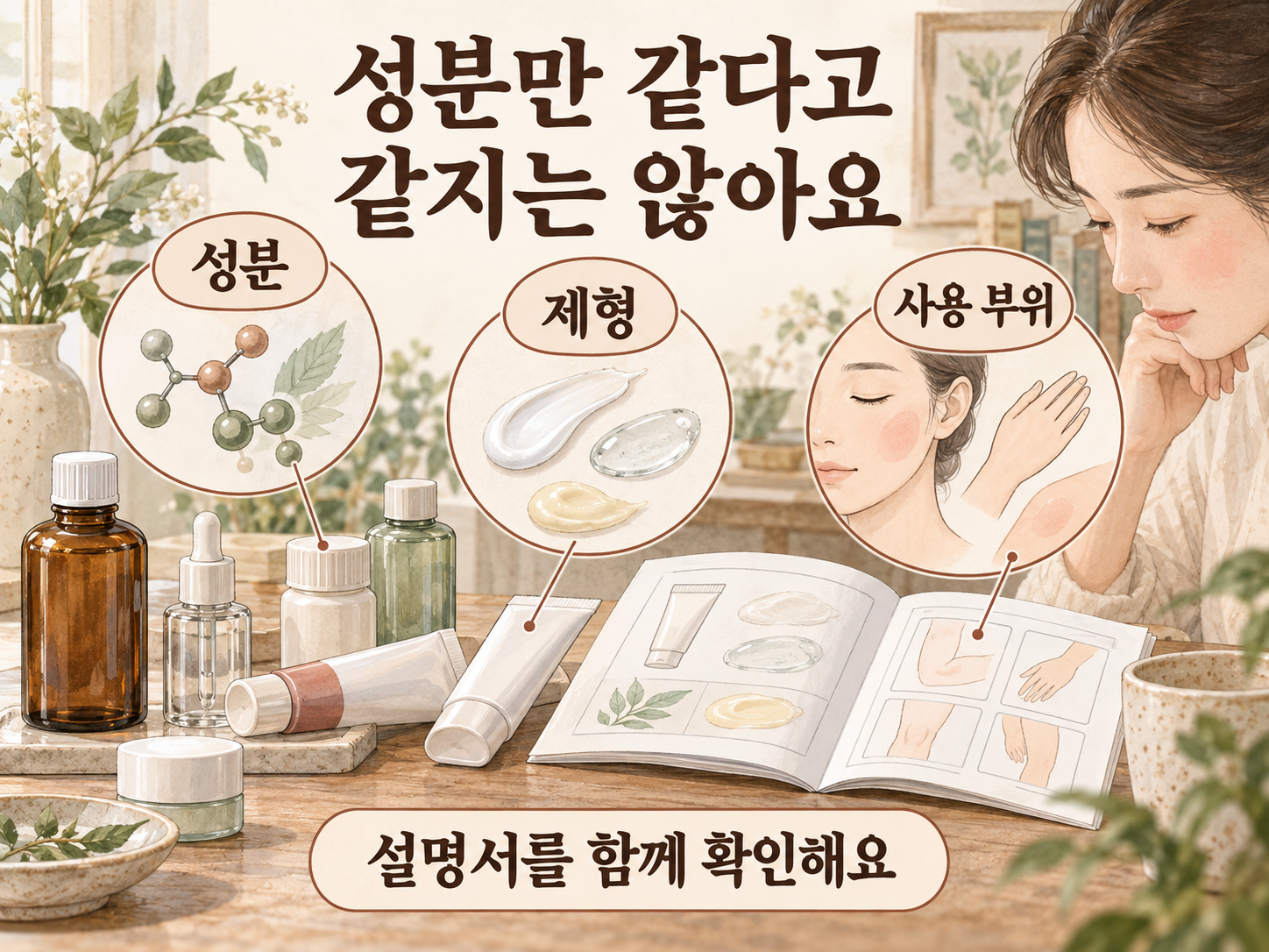 성분·제형·표시된 사용 부위를 함께 확인하는 설명그림