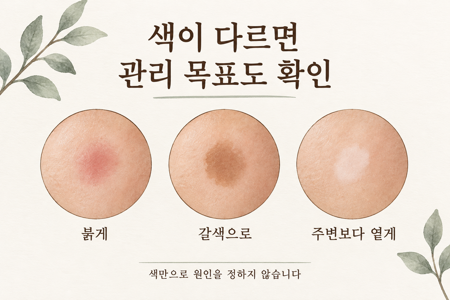 붉은색·갈색·주변보다 옅은색의 평면 흔적을 설명하는 개념도
