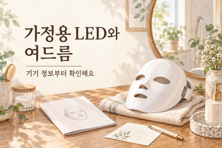 가정용 LED 기기와 사용 안내를 먼저 확인하는 수채화