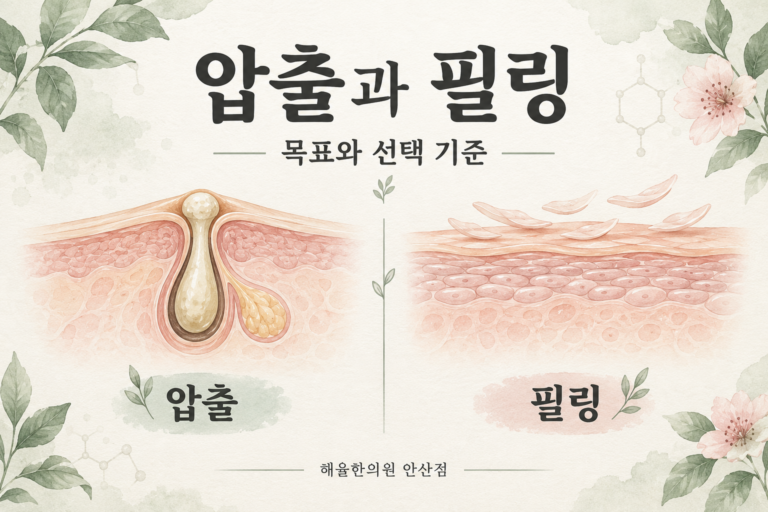 압출과 필링의 서로 다른 목표와 선택 기준을 표현한 그림