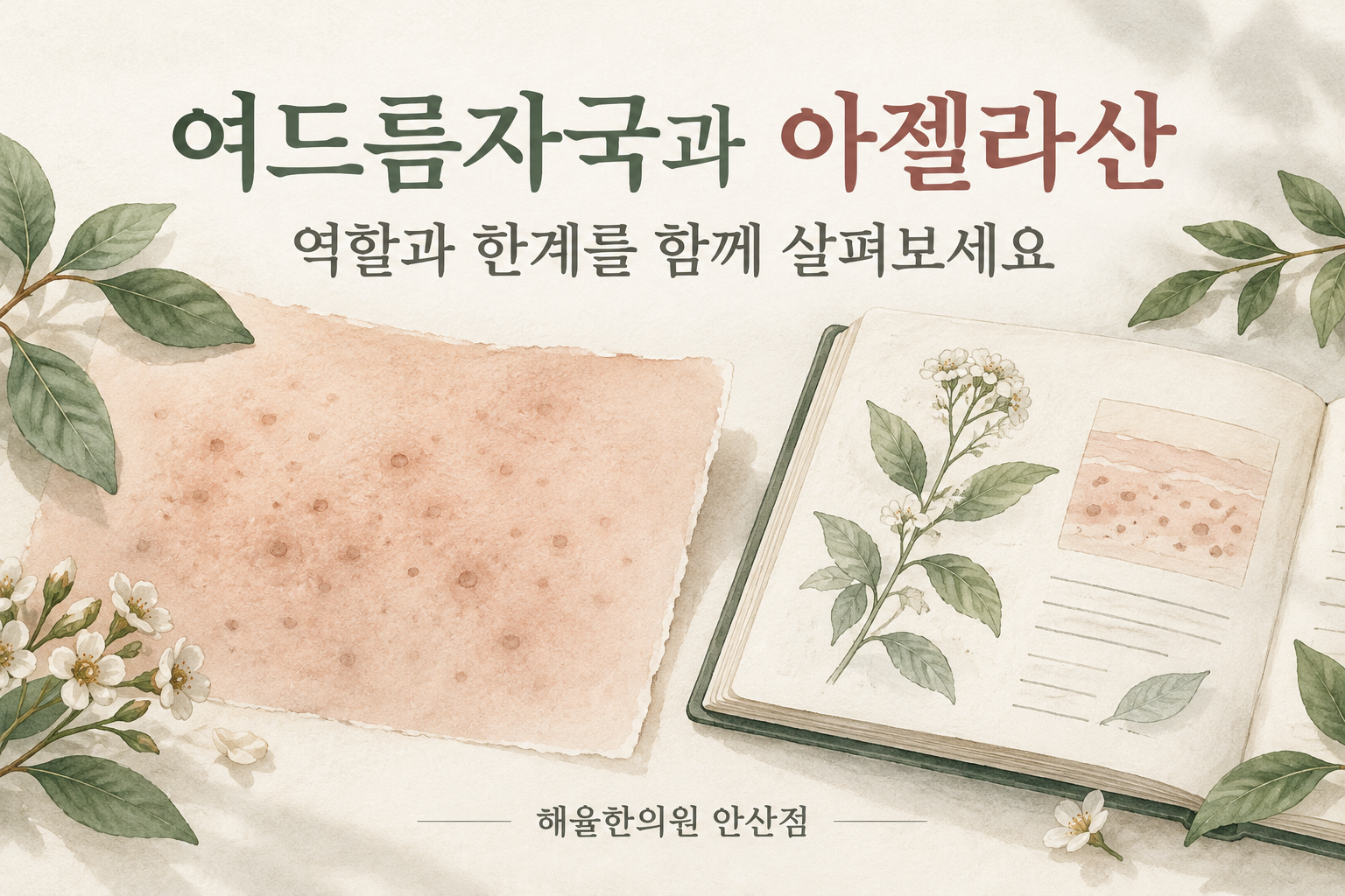 여드름자국과 아젤라산의 역할과 한계를 살피는 그림