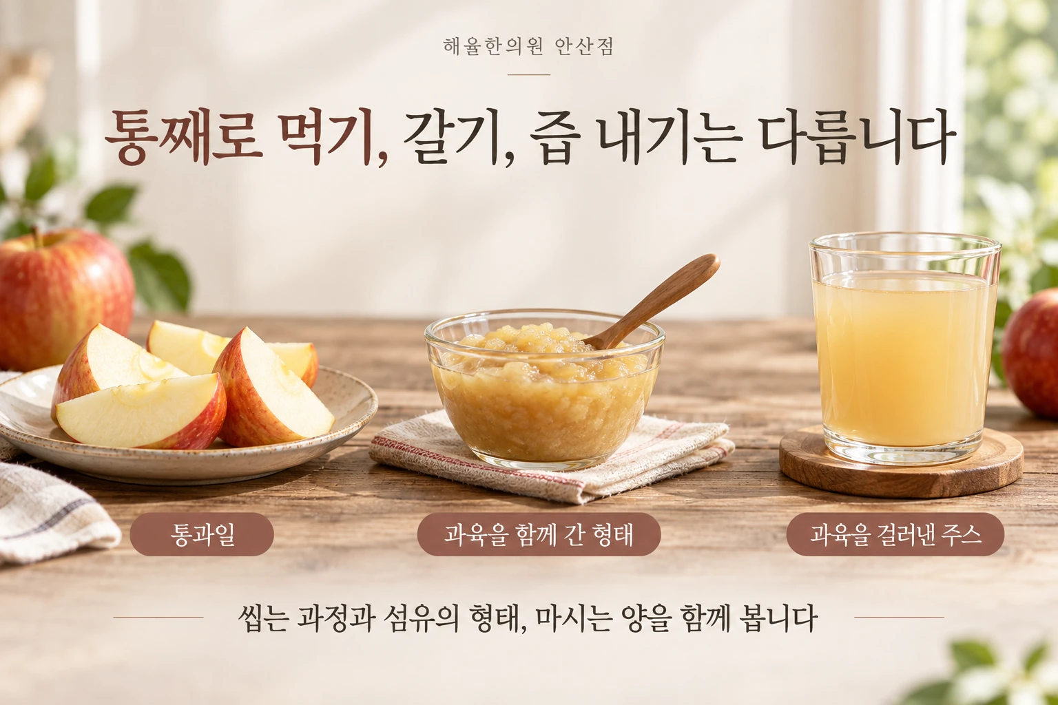 통과일과 퓌레 및 주스의 섭취 형태 비교