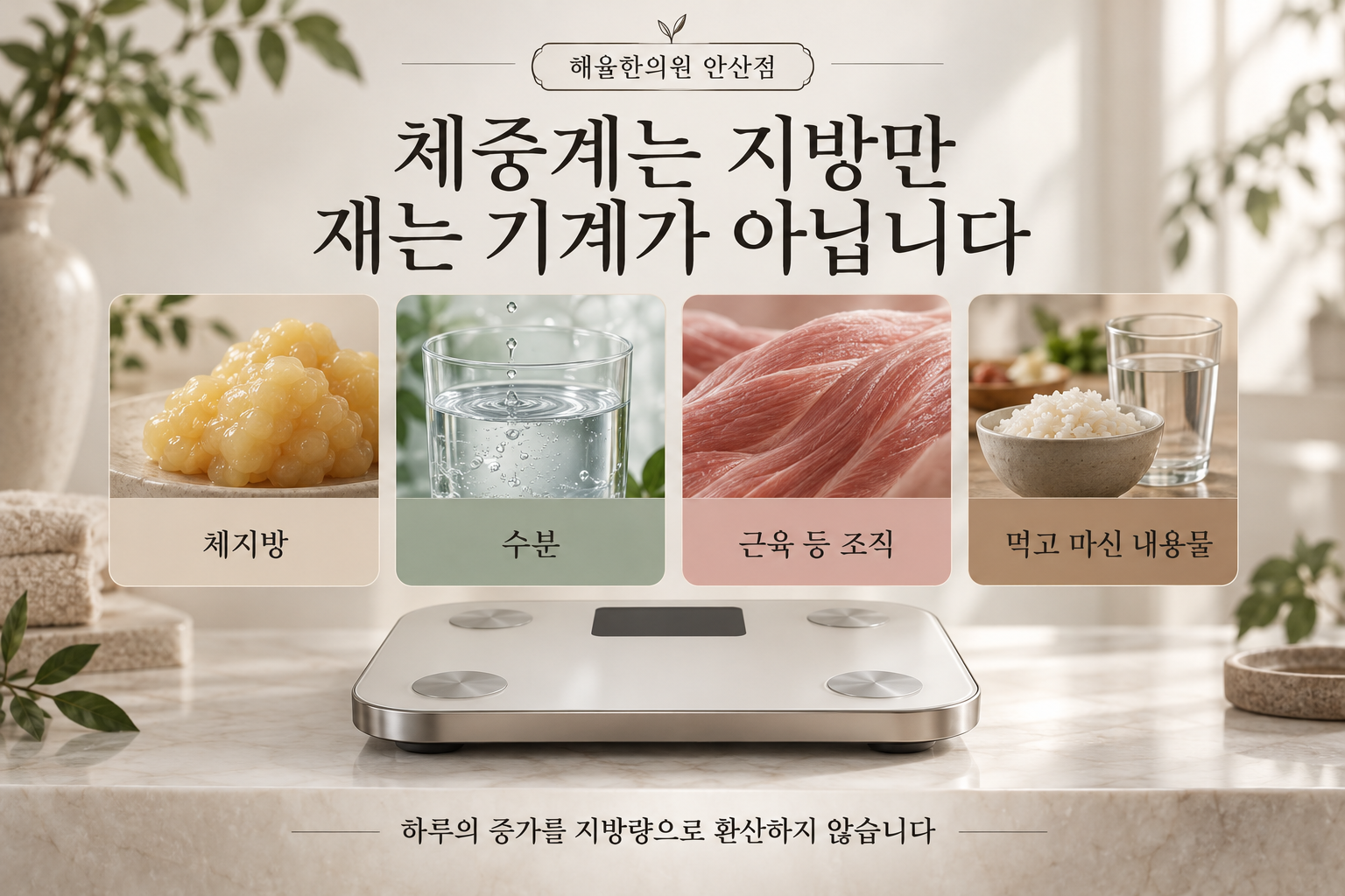 체중에 함께 포함되는 지방과 수분 및 다른 구성