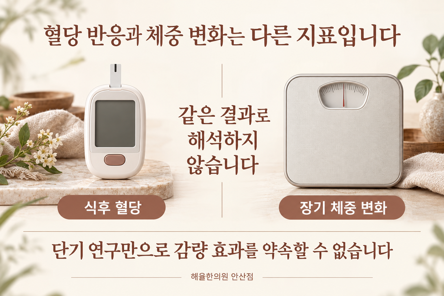 식후 혈당과 장기 체중 변화는 다른 지표임을 구분